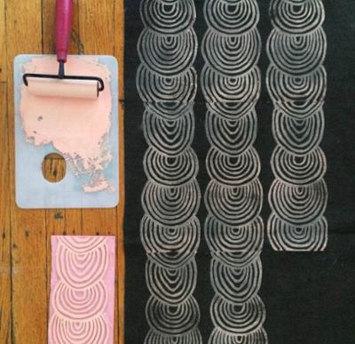 use paint and roller to create your own designed pattern