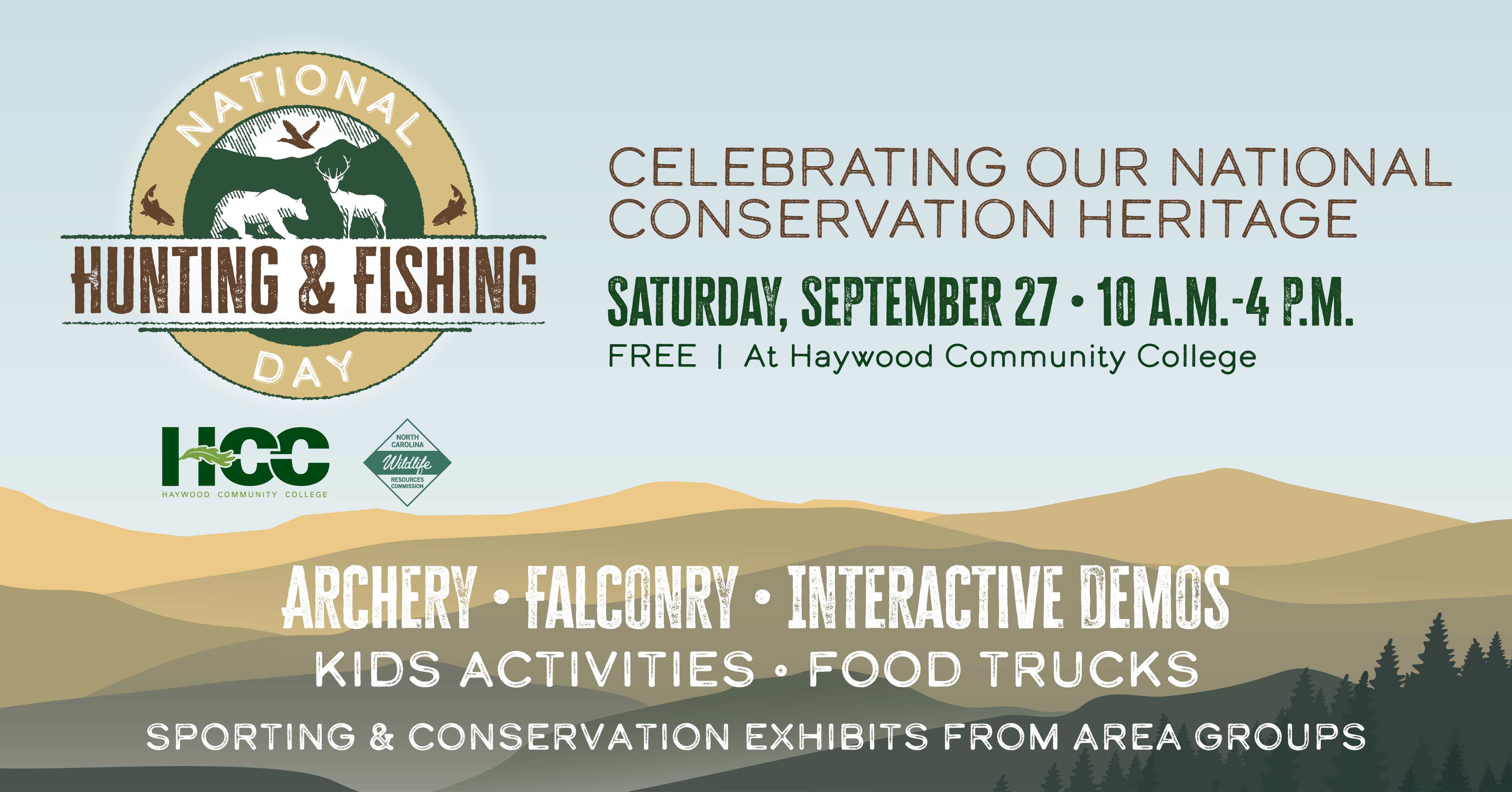 National hunting and fishing day logo. September 27, 10-4pm Free, interactive demonstrations