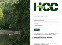 Haywood Community College log in screen with mill pond image in the background and spaces for username and password