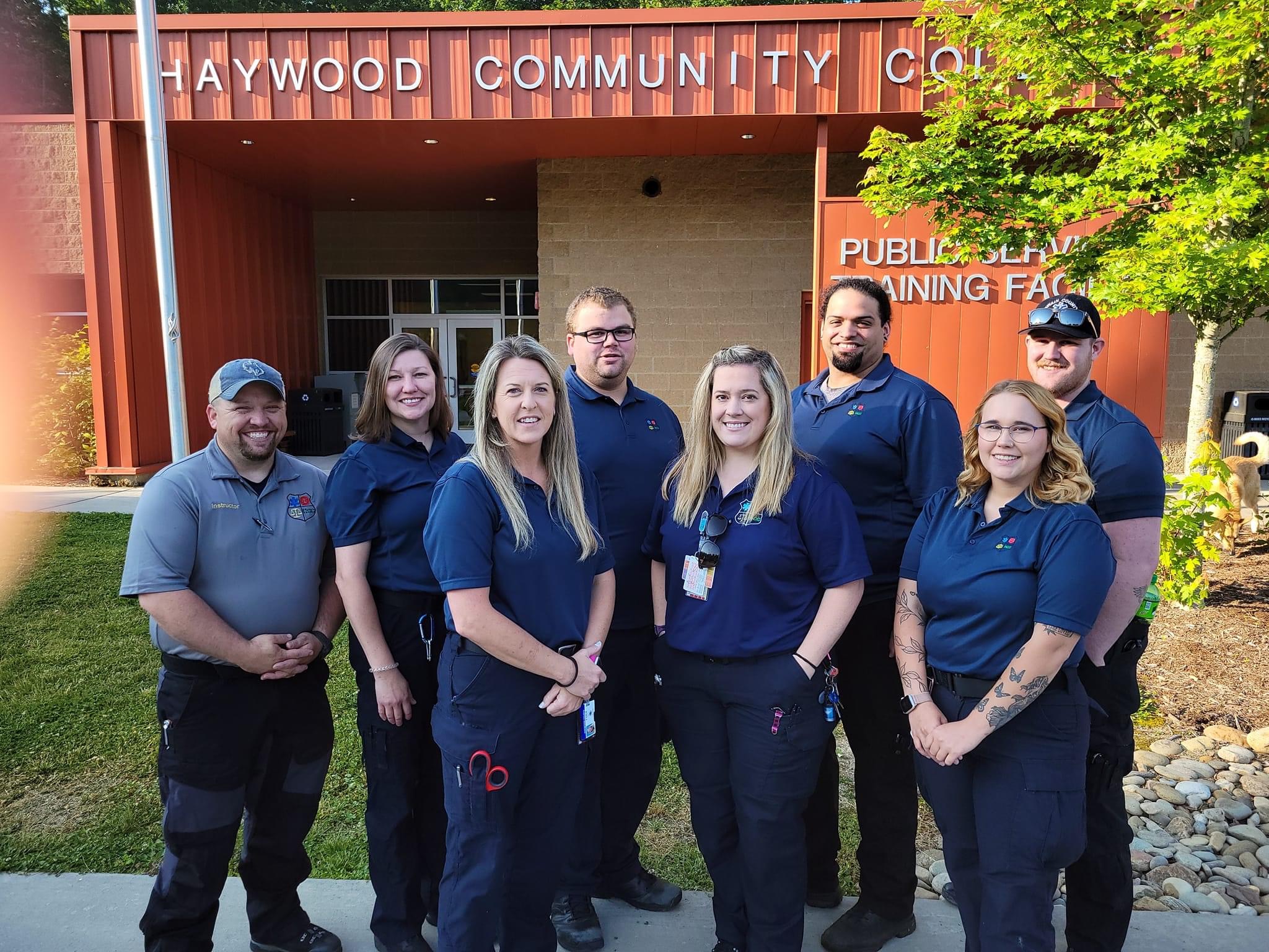 Paramedic students by public safety training building