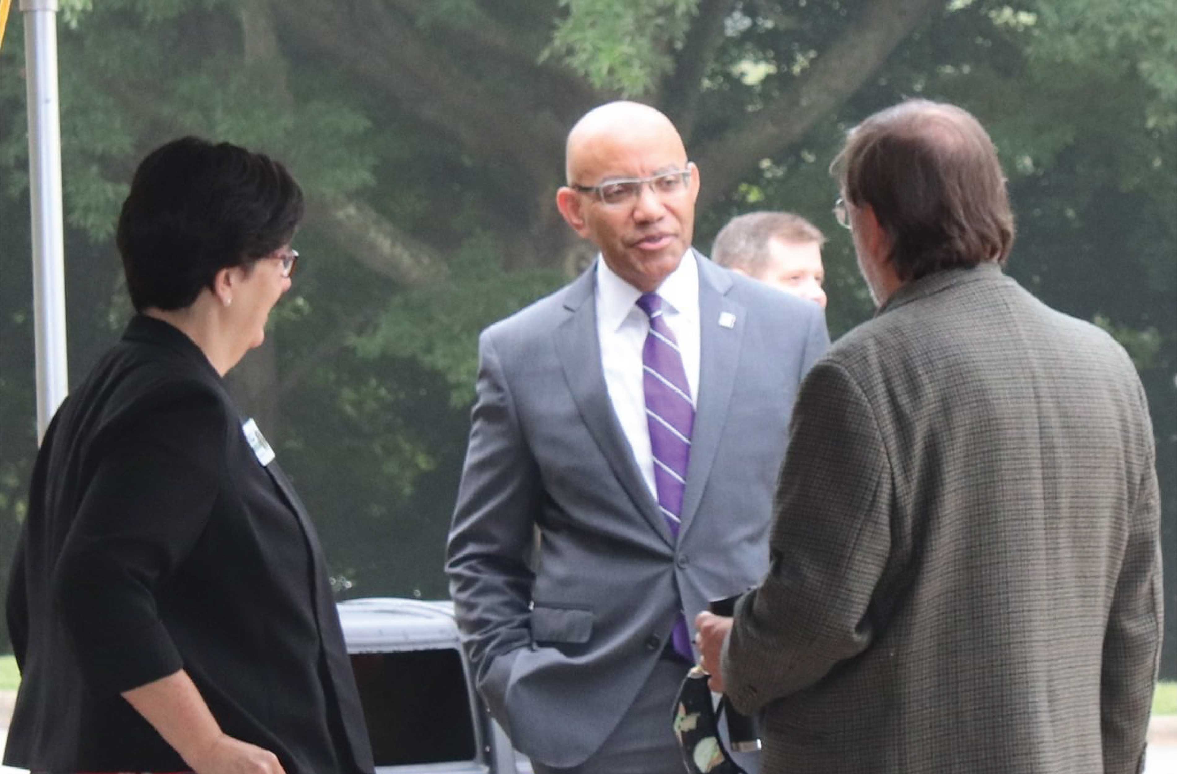 President Stith talking to people