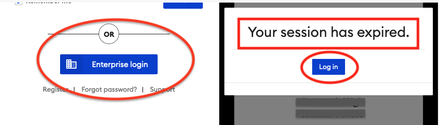 sso login and expired session error message