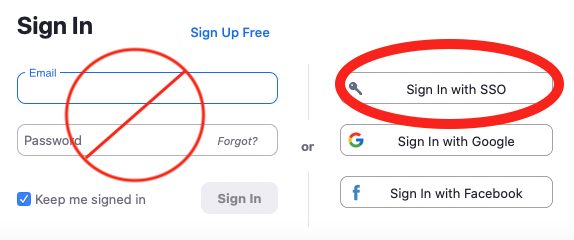 screen shot of sign-in message to choose SSO