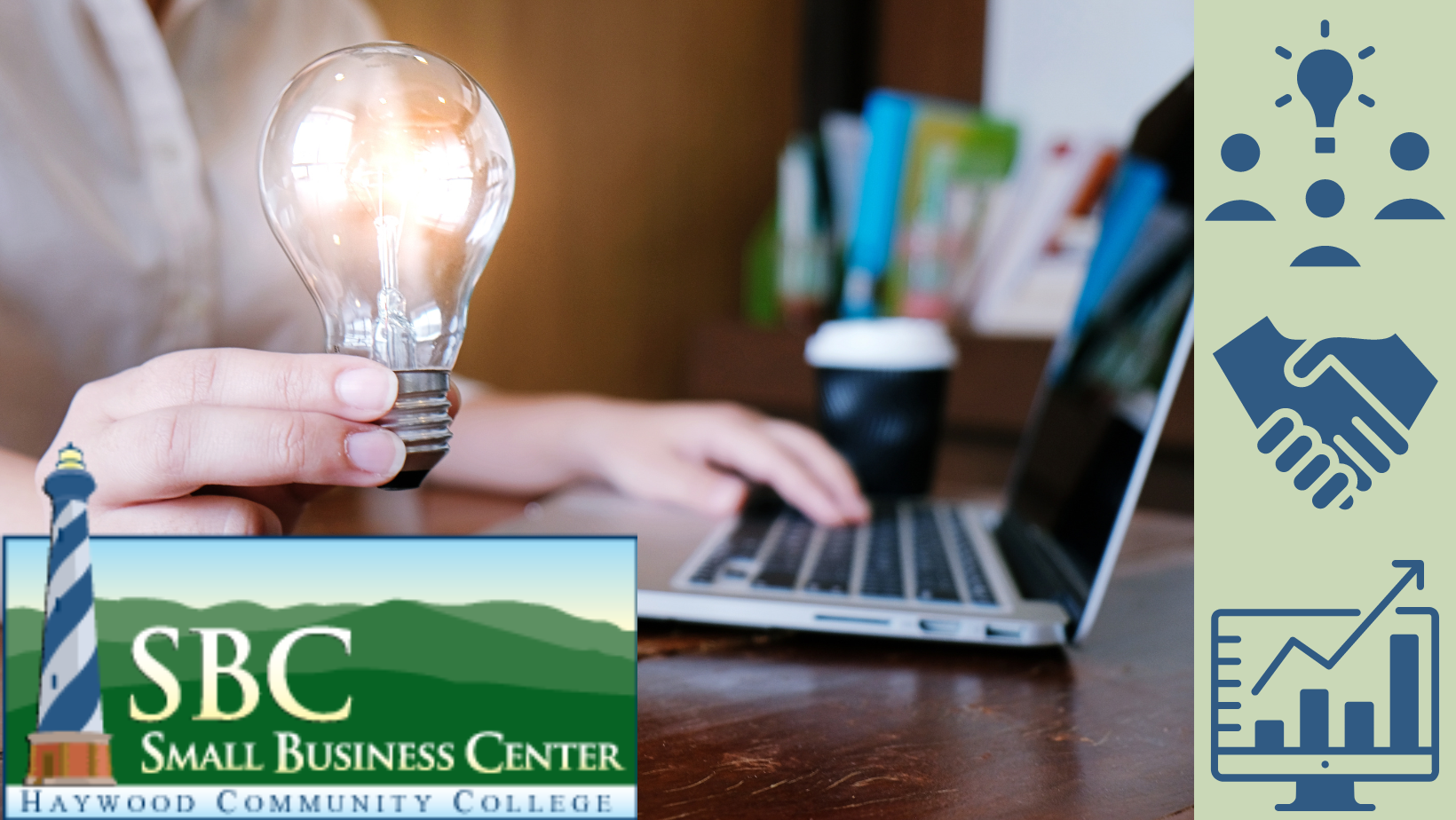 Business idea lightbulb with laptop